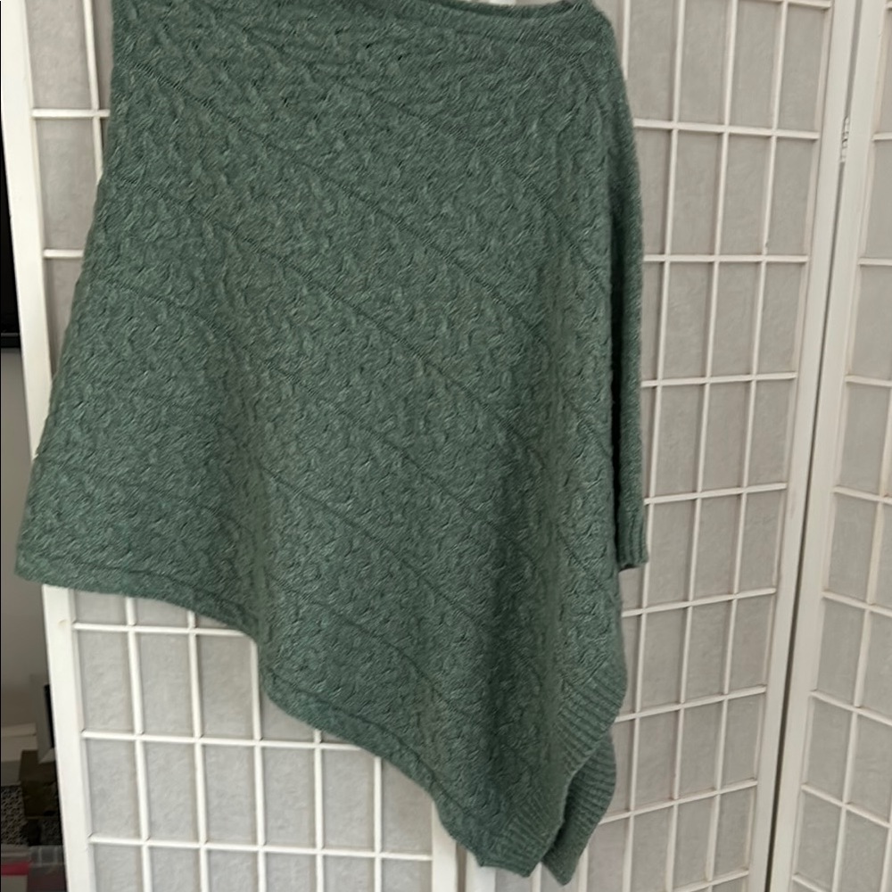 J. Jill Teal Cable Knit Poncho